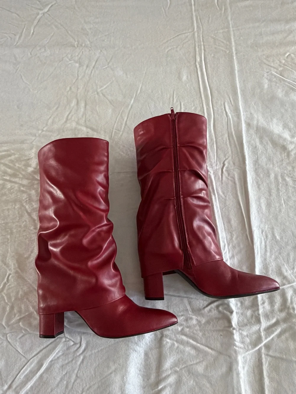 Unisa Burgundy Slouch Over-the-Knee Pointed Boots